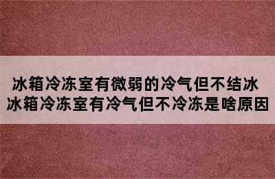 冰箱冷冻室有微弱的冷气但不结冰 冰箱冷冻室有冷气但不冷冻是啥原因